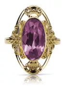 Ring Amethyst 14 Karat Gelbgold Vintage Stil vrc014y